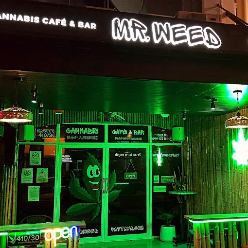 Mr Weed cannabis dispensary storefront on Thappraya Road, Pattaya